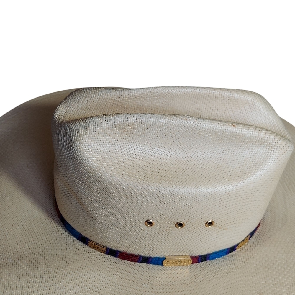 Stetson Natural Cream Gunslinger Style 10X Straw Western Hat Unisex - Picture 9 of 16